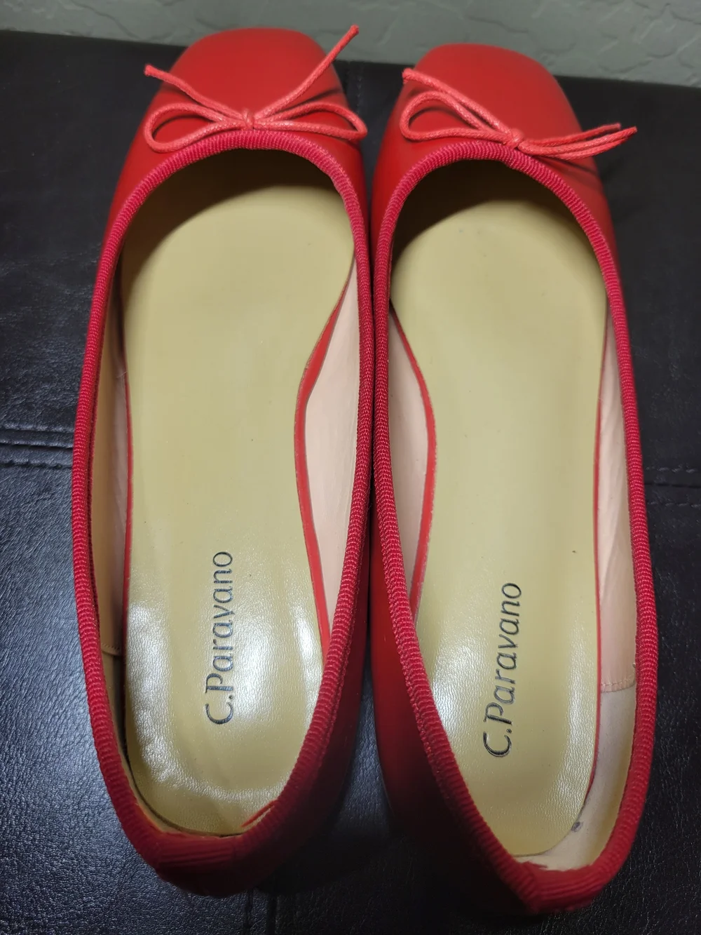 C.Paravano Red Leather Bowknot Ballet Flats EU 38.5 US Size 8